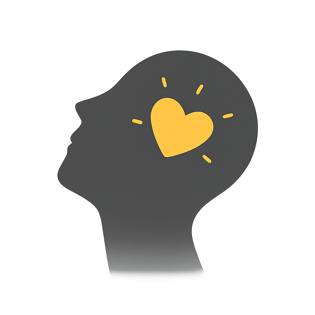 Head silhouette with glowing heart